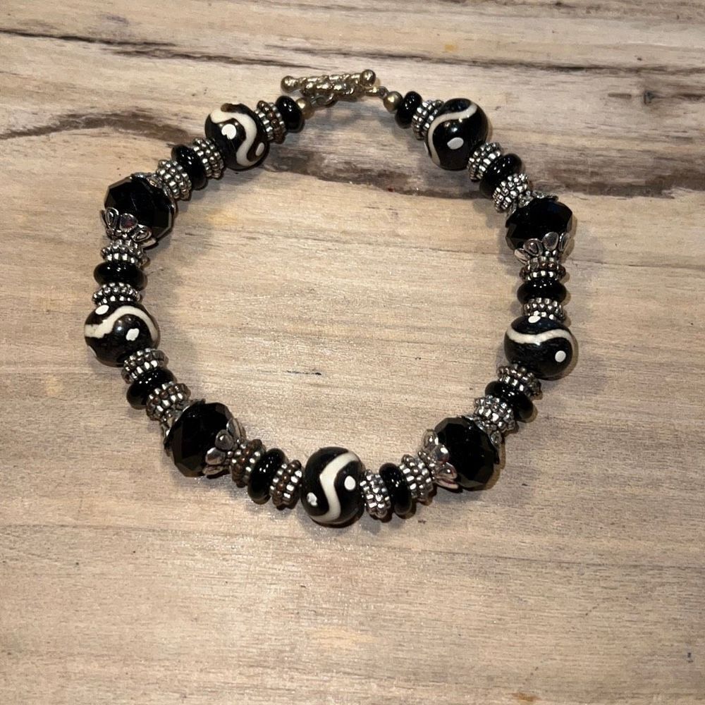 Bohemian Black & White African Tribal Bracelet